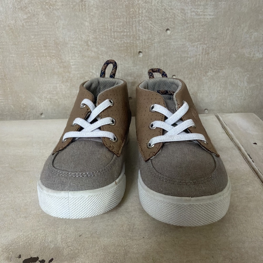 OshKosh Toddler's High-Top Slip-On Sneakers Casual Shoes.  Tan & Blue Size 8